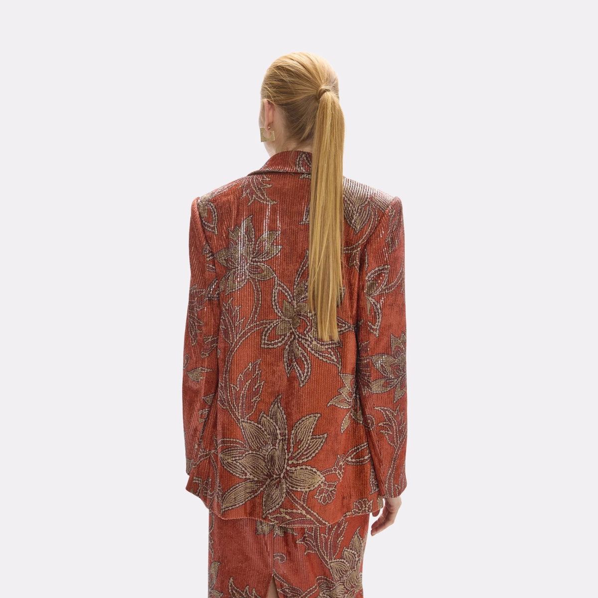 Lola Casademunt Blazer mit Pailletten-Blumenmotiv Rostrot (Caldera)