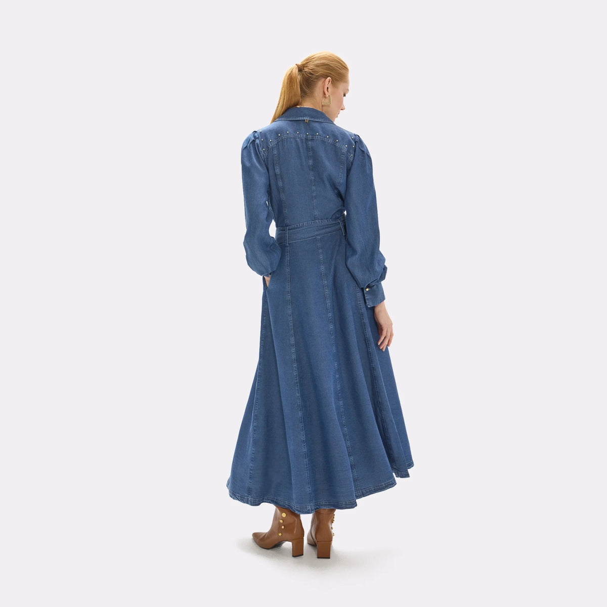 Lola Casademunt Jeans-Midikleid Mittelblau