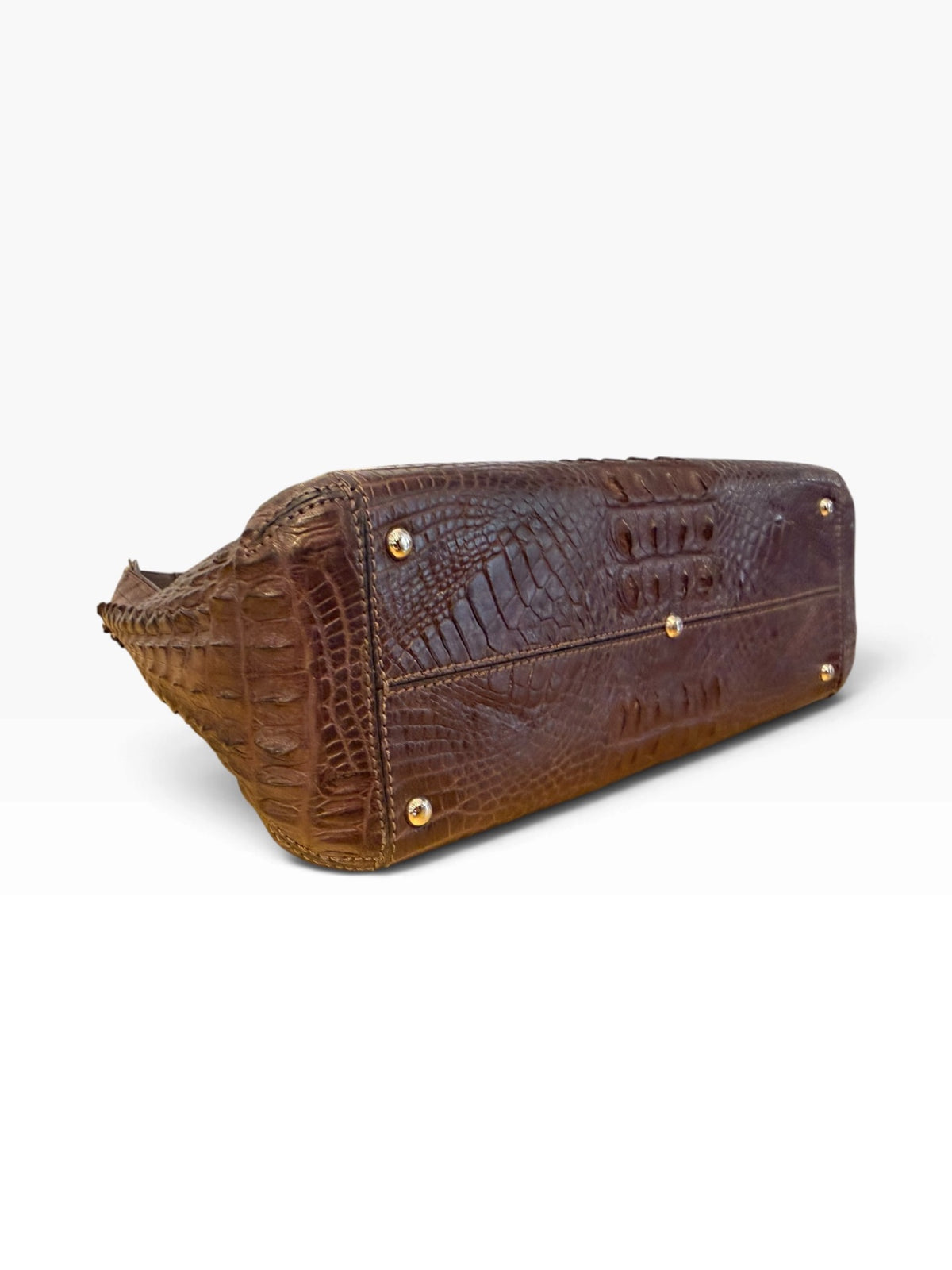 Pre-Loved Via la Moda Schultertasche aus Nilkrokodil mit Hornback-Details