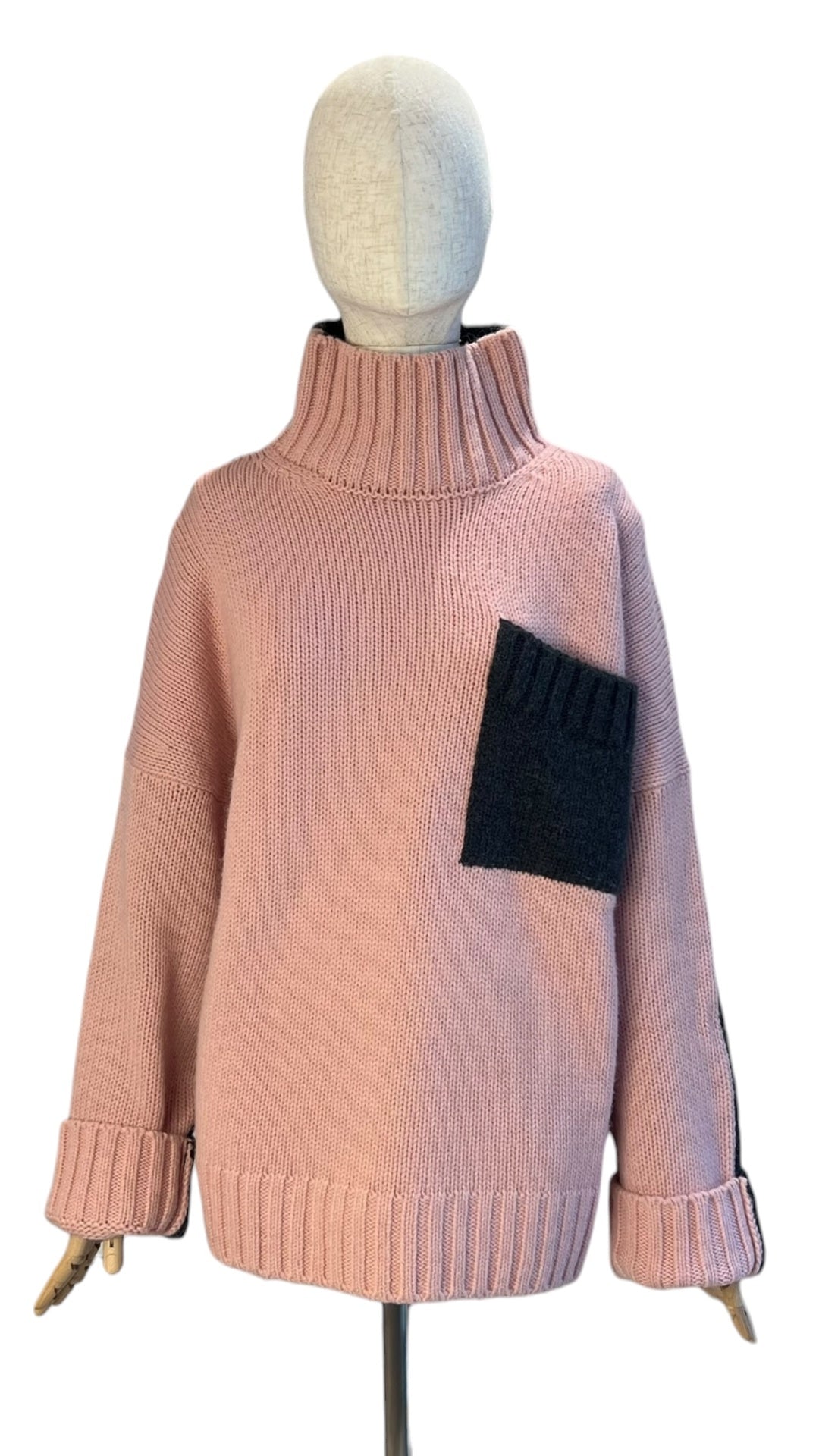 Pre-Loved J Wanderson Rollkragenpullover, rosa/grau