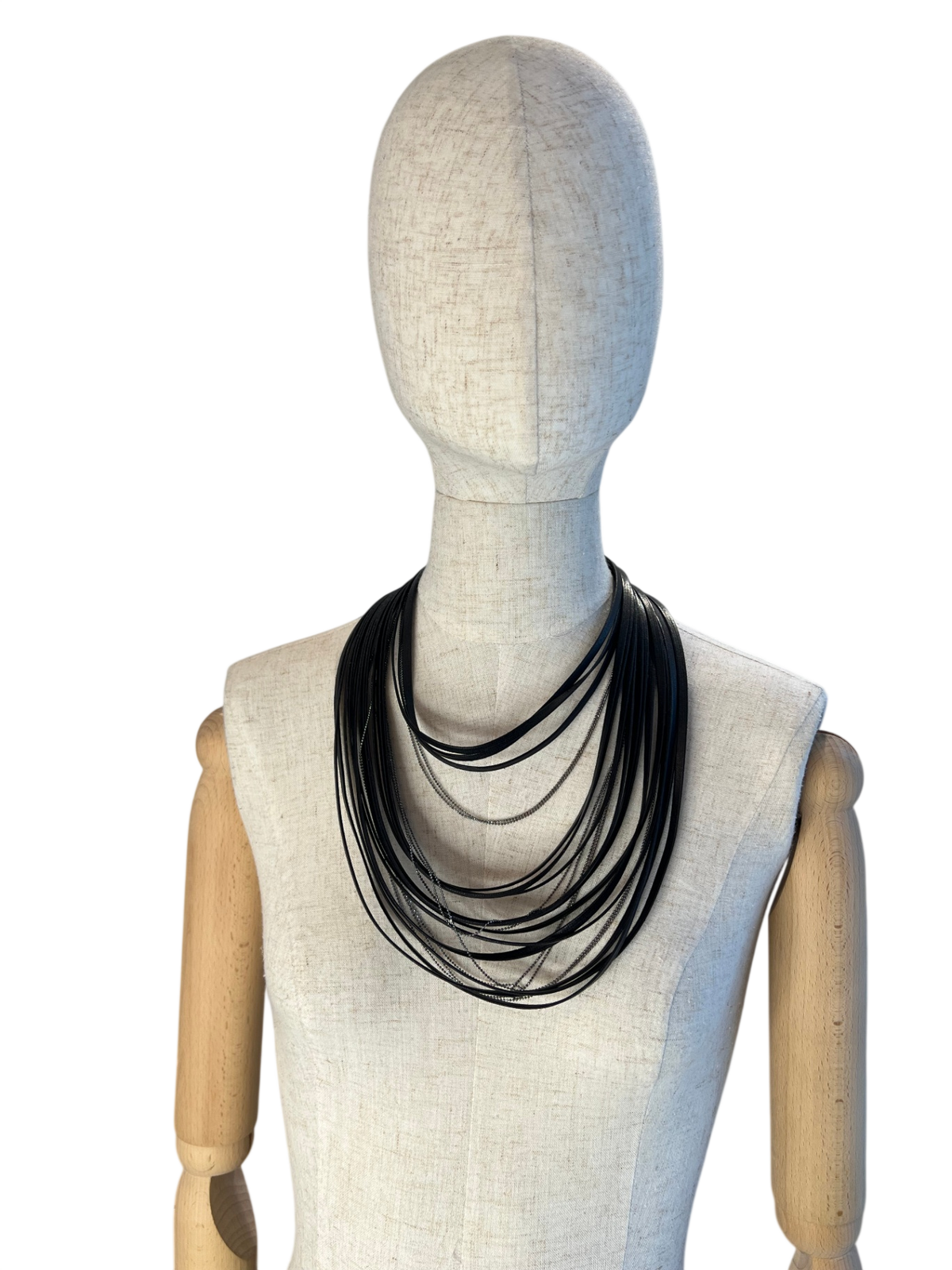 Pre-Loved Fabiana Filippi Collier aus Lederbändern und Monili-Ketten