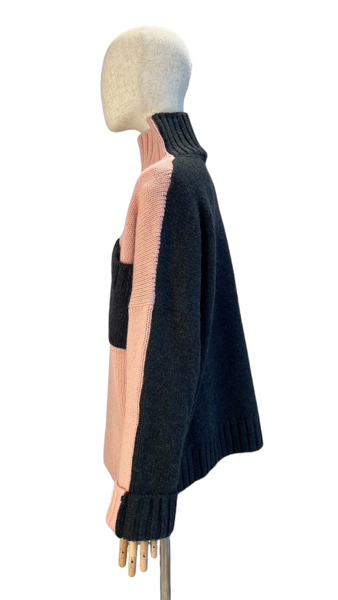 Pre-Loved J Wanderson Rollkragenpullover, rosa/grau