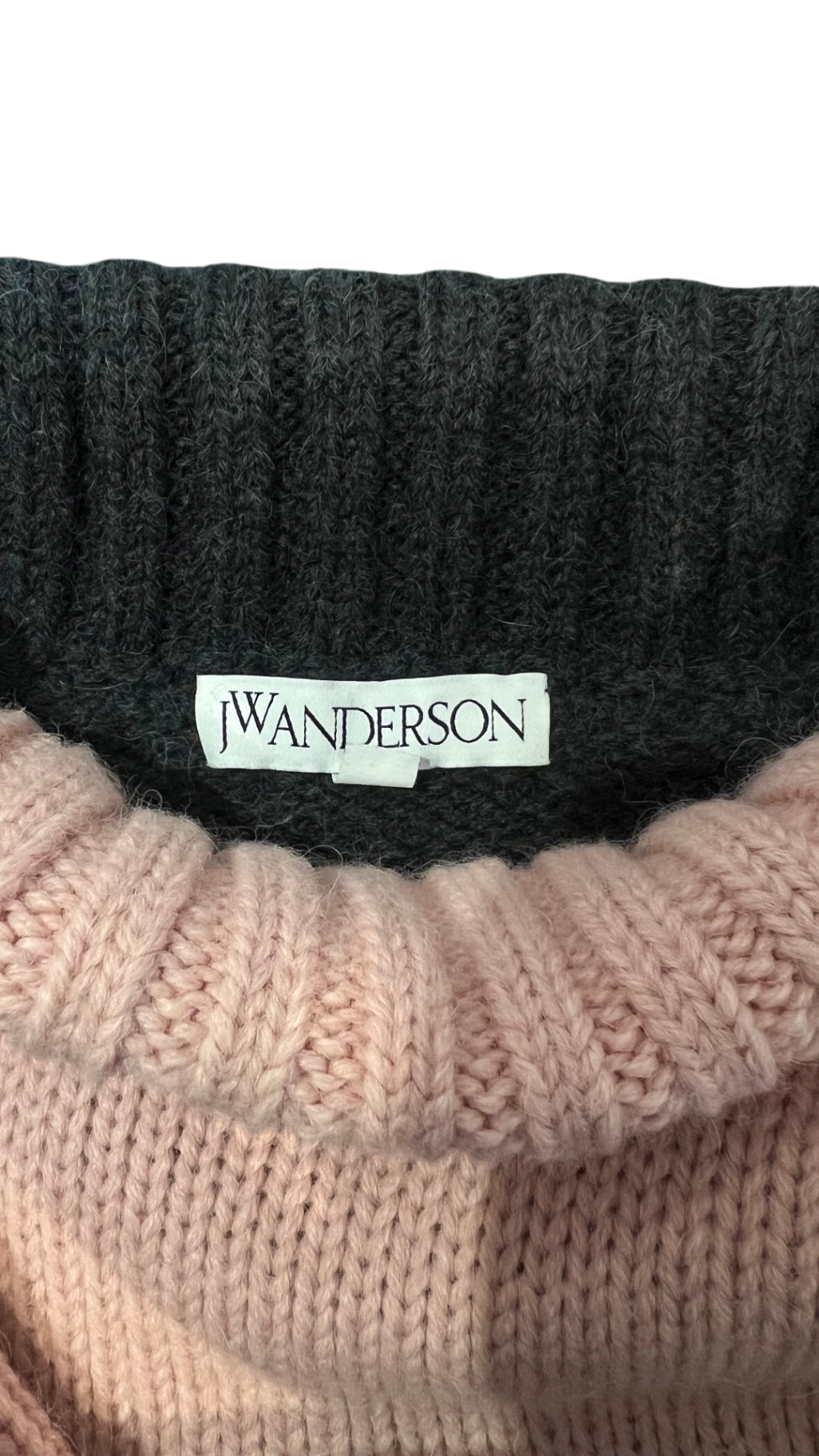 Pre-Loved J Wanderson Rollkragenpullover, rosa/grau