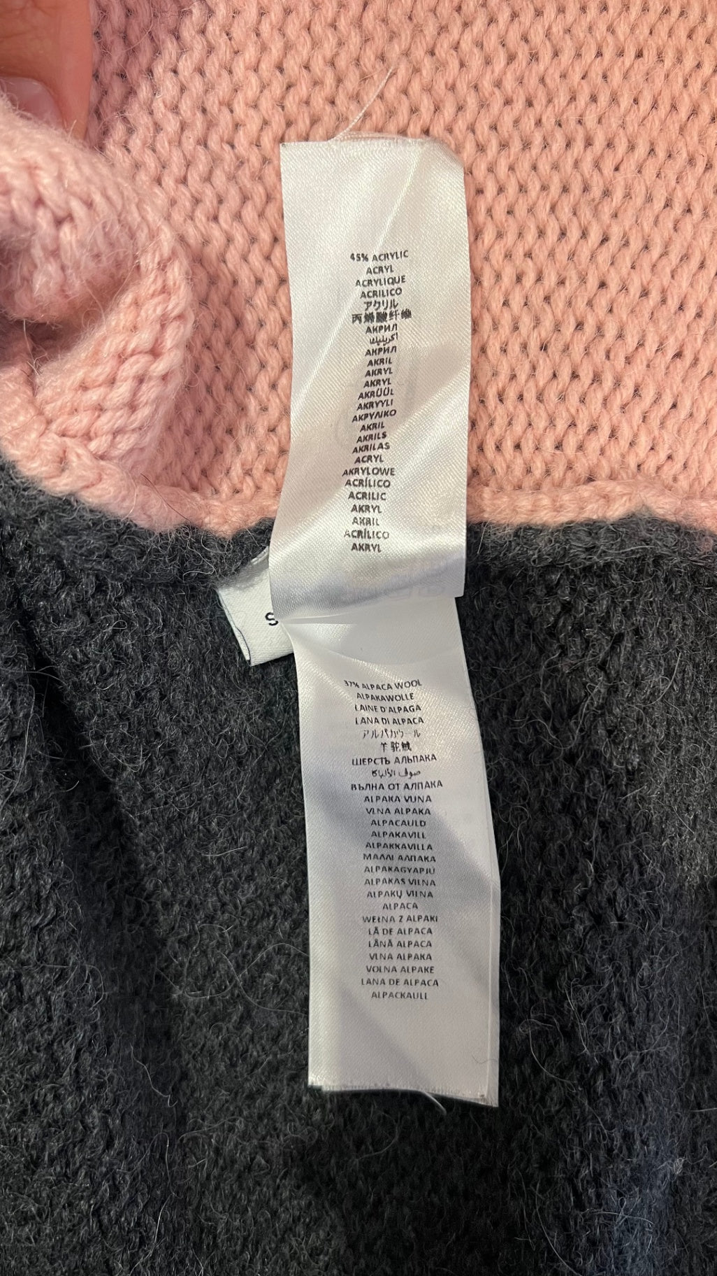Pre-Loved J Wanderson Rollkragenpullover, rosa/grau