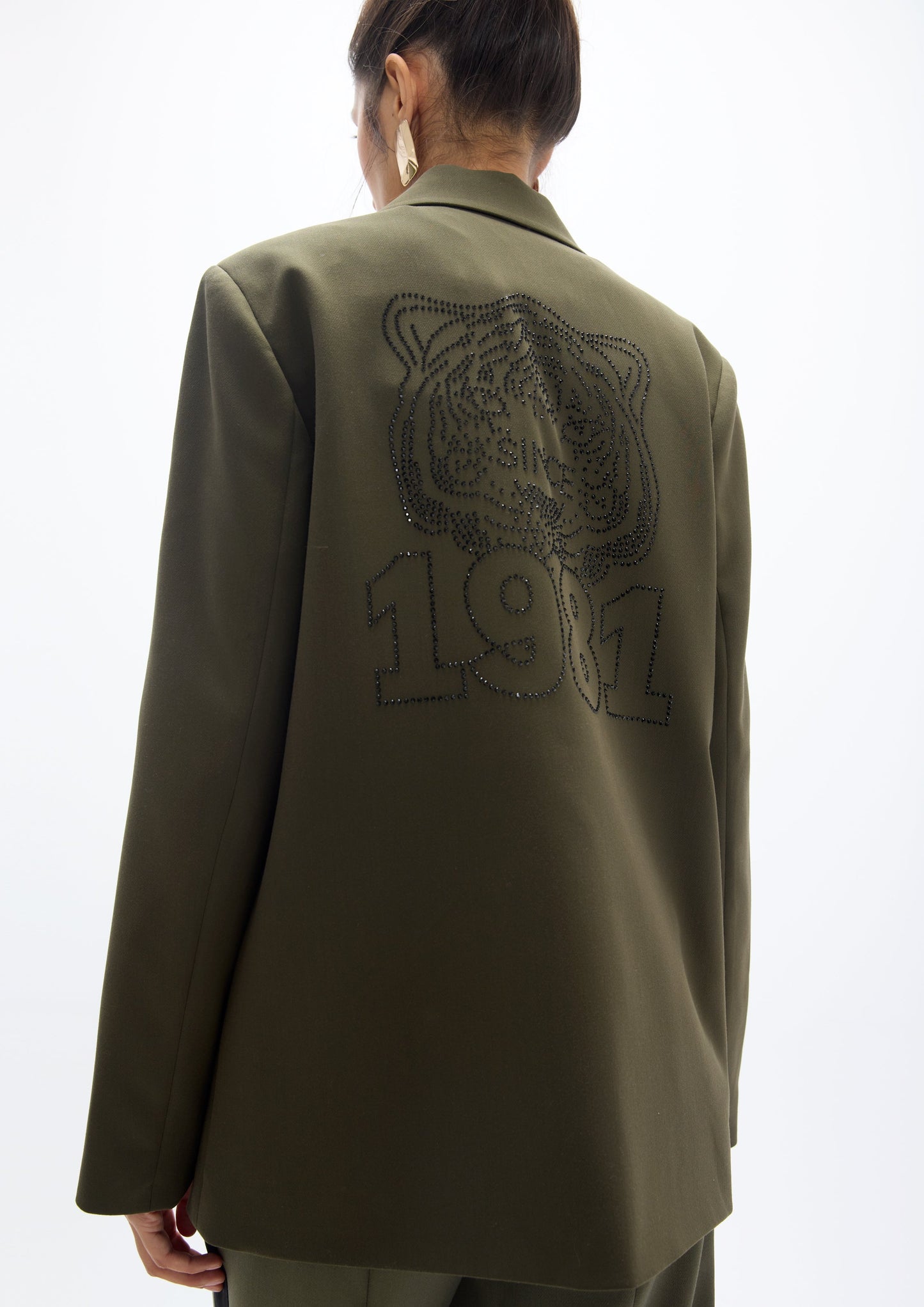 Lola Casademunt Blazer mit Tiermotiv am Rücken Grün-Schwarz
