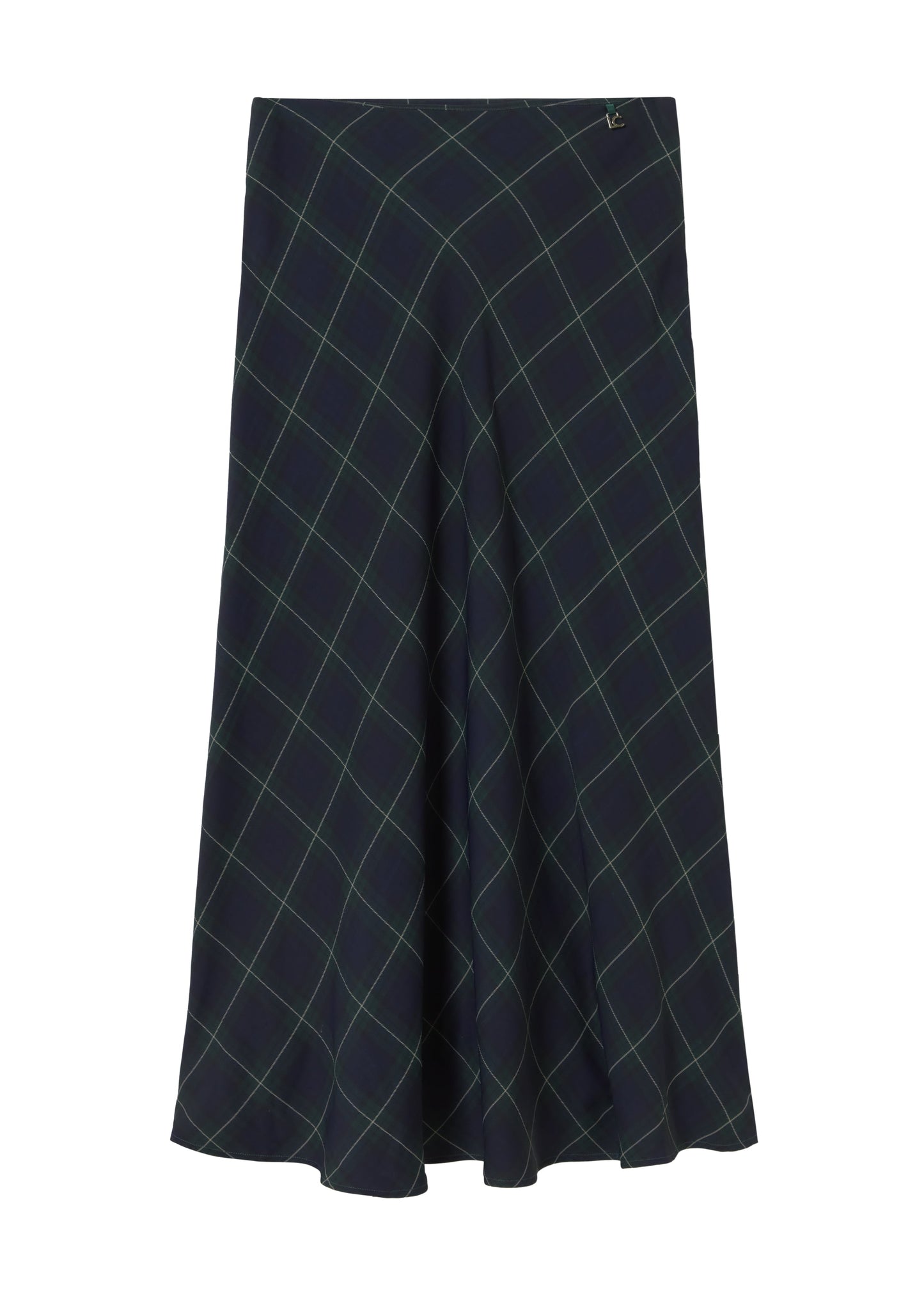 Lola Casademunt Langer Midirock Schrägkaro Blau-Grün